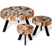 vidaXL 3-tlg. Couchtisch-Set Altholz Massiv