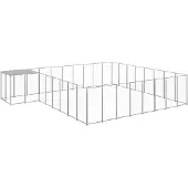 vidaXL Hundezwinger Silbern 20,57 m2 Stahl 3082234