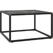 vidaXL Couchtisch Schwarz mit Schwarzem Glas in Marmor-Optik 60x60x35