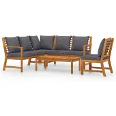 vidaXL 5-tlg. Garten-Lounge-Set mit Auflagen Massivholz Akazie