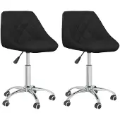 vidaXL Esszimmerstühle 2 Stk. Drehbar Schwarz Kunstleder