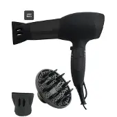 Beper 40.979 Haartrockner 2000 Watt, mit Diffusor und Konzentrator im Lieferumfang, rutschfester Griff, Schwarz NS