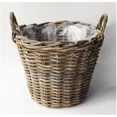 Pflanzen-Kölle Pflanzkorb, Rattan mit Folieneinsatz, grau, ca. Ø 35 x H 25 cm