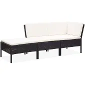 vidaXL 3-tlg. Garten-Lounge-Set mit Auflagen Poly Rattan Schwarz