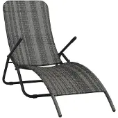 vidaXL Klappbare Sonnenliege Poly Rattan Grau