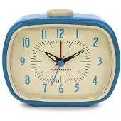 Kikkerland Retro Oldshool Wecker Analog, leises Ticken, Wecker ohne Ticken, Blau
