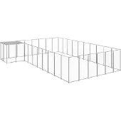 vidaXL Hundezwinger Silbern 19,36 m² Stahl