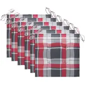 vidaXL Gartenstuhl-Kissen 6Stk. Rot Karomuster 50x50x4cm Oxford-Gewebe
