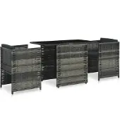 vidaXL 3-tlg. Bistro-Set mit Auflagen Poly Rattan Grau