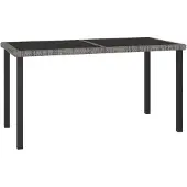 vidaXL Garten-Esstisch Grau 140x70x73 cm Poly Rattan