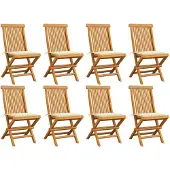 vidaXL Gartenstühle mit Creme Kissen 8 Stk. Massivholz Teak