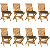 vidaXL Gartenstühle mit Taupe Kissen 8 Stk. Massivholz Teak