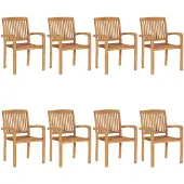 vidaXL Stapelbare Gartenstühle 8 Stk. Massivholz Teak