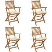 vidaXL Klappbare Gartenstühle 4 Stk. mit Kissen Massivholz Akazie