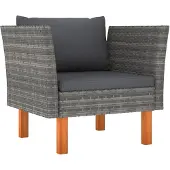 vidaXL Gartensofa Poly Rattan und Eukalyptus Massivholz