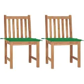 vidaXL Gartenstühle 2 Stk. mit Kissen Massivholz Teak
