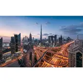 Overig Vliestapete "Digitaldruck Vlies - Lights of Dubai - Größe 450 x 280 cm" bedruckt glatt Wohnzimmer, Schlafzimmer