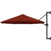 vidaXL Sonnenschirm zur Wandmontage mit Metall-Mast 300 cm Terrakotta