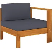 vidaXL Mittelsofa mit 1 Armlehne Dunkelgrau Massivholz Akazie