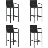 vidaXL Barhocker 4 Stk. Schwarz Poly Rattan