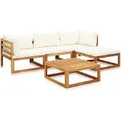vidaXL 5-tlg. Garten-Lounge-Set mit Auflagen Massivholz Akazie