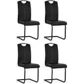 vidaXL Freischwinger 4 Stk. Schwarz Kunstleder