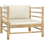 vidaXL Gartensofa mit Kissen Cremeweiß Bambus