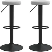 vidaXL Barhocker 2 Stk. Hellgrau Samt