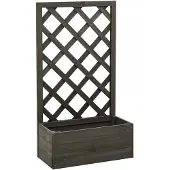 vidaXL - Pflanzgefäß mit Gitter - 50x25x90 - cm - massiv - Kiefer - grau