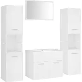 DKD Home Decor vidaXL Badmöbel-Set Weiß Holzwerkstoff