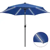 vidaXL Sonnenschirm mit LED-Beleuchtung und Alu-Mast 300 cm Azurblau