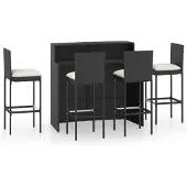 vidaXL 5-tlg. Gartenbar-Set Schwarz