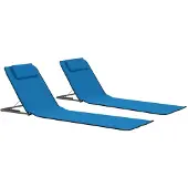 vidaXL Klappbare Strandmatte 2 Stk. Stahl und Stoff Blau
