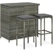 vidaXL 3-tlg. Bar Set Poly Rattan Grau
