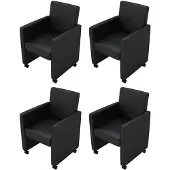 vidaXL Esszimmerstühle 4 Stk. Schwarz Kunstleder