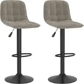 vidaXL Barhocker 2 Stk. Hellgrau Samt