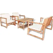 vidaXL 4-tlg. Garten-Lounge-Set mit Auflagen Bambus