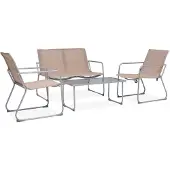vidaXL 4-tlg. Garten-Lounge-Set Stoff und Stahl Taupe