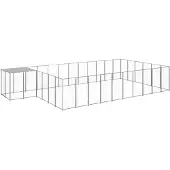 vidaXL Hundezwinger Silbern 19,36 m² Stahl