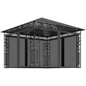 vidaXL Pavillon mit Moskitonetz & LED-Lichterkette 3x3x2,73m Anthrazit