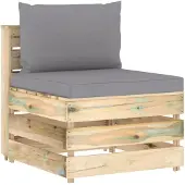 vidaXL Modulares Mittelsofa mit Kissen Grün Imprägniertes Holz