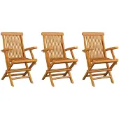 vidaXL Gartenstühle 3 Stk. Massivholz Teak