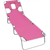vidaXL Klappbare Sonnenliege mit Kopfkissen Stahl Magento Rosa