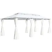 vidaXL Pavillon mit Vorhängen 600x298x270 cm Weiß 180g/m²