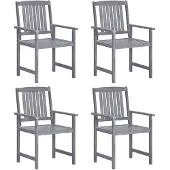 vidaXL Gartenstühle 4 Stk. Massivholz Akazie Grau