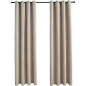 vidaXL - Gordijn - verduisterend - met - metalen - ringen - 2 - st - 140x225 - cm - beige
