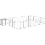 vidaXL Hundezwinger Silbern 30,25 m² Stahl