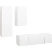 vidaXL 4-tlg. TV-Schrank-Set Weiß Holzwerkstoff