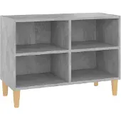 vidaXL TV-Schrank mit Massivholz-Beinen Betongrau 69,5x30x50 cm