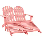 vidaXL Adirondack-Gartenbank 2-Sitzer mit Fußteil Tannenholz Rosa